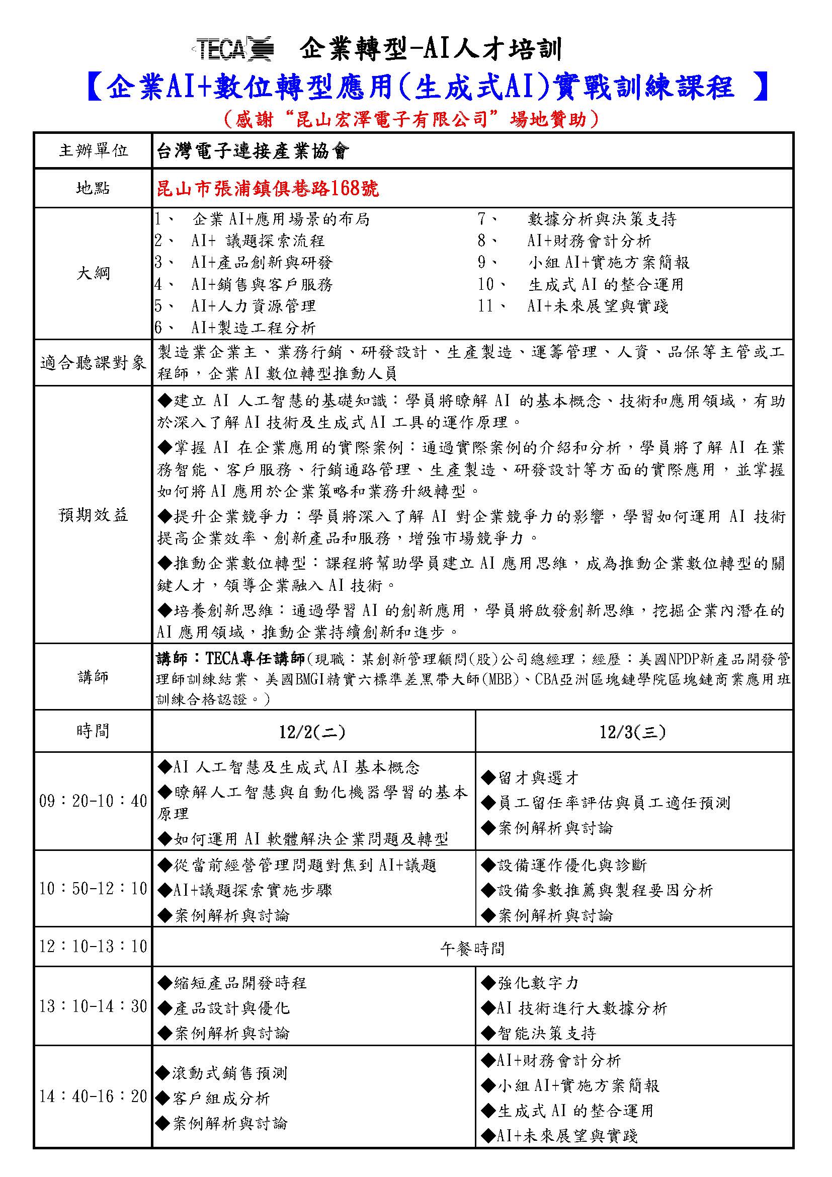 2025/12/02-03「企業AI+數位轉型應用(生成式AI)實戰訓練課程 」研討會-昆山場